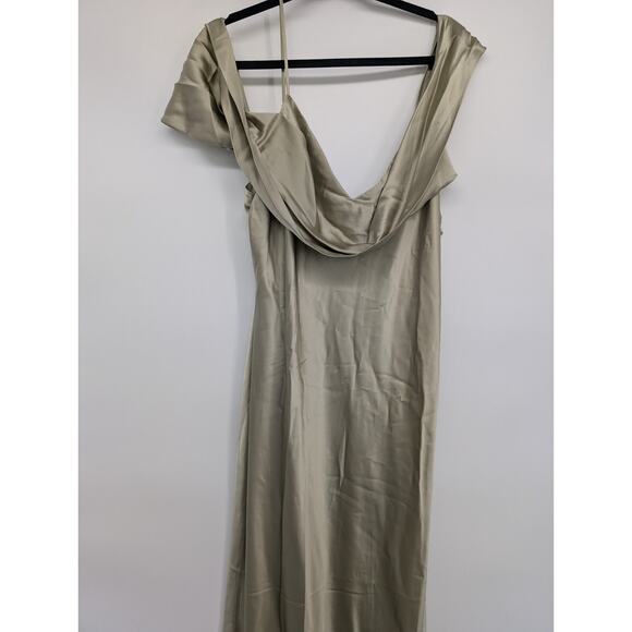 NWT Reformation Ronda Silk Wedding Gown Maxi Dress Size 16 Dried Herb #4B503 - Picture 5 of 12